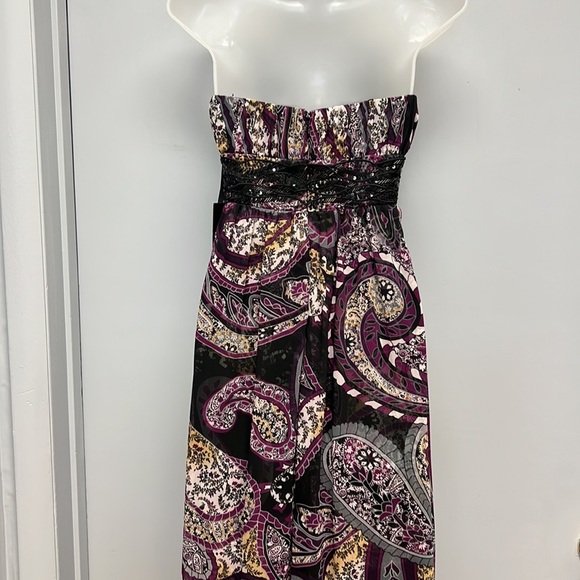 NWT JS Boutique Strapless Beaded Empire Waist Maxi Dress - Picture 6 of 12